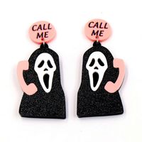 1 Pair Gothic Cool Style Cat Spider Bat Arylic Drop Earrings sku image 9
