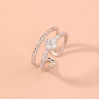 1 Piece Fashion Cross Copper Inlay Zircon Open Ring main image 7