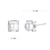 1 Paire Sucré Couleur Unie Incruster Argent Sterling Perles Artificielles Boucles D'oreilles sku image 1