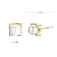 1 Pair Sweet Solid Color Inlay Sterling Silver Artificial Pearls Ear Studs main image 4