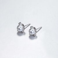 1 Pair Sweet Solid Color Inlay Sterling Silver Artificial Pearls Ear Studs main image 11