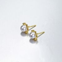 1 Pair Sweet Solid Color Inlay Sterling Silver Artificial Pearls Ear Studs main image 10