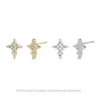 1 Pair Simple Style Classic Style Solid Color Inlay Sterling Silver Zircon Ear Studs main image 1