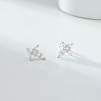 1 Pair Simple Style Classic Style Solid Color Inlay Sterling Silver Zircon Ear Studs main image 8