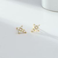 1 Pair Simple Style Classic Style Solid Color Inlay Sterling Silver Zircon Ear Studs main image 7