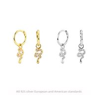 1 Pair Vintage Style Snake Plating Inlay Sterling Silver Zircon White Gold Plated Gold Plated Drop Earrings main image 1