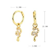 1 Pair Vintage Style Snake Plating Inlay Sterling Silver Zircon White Gold Plated Gold Plated Drop Earrings main image 3