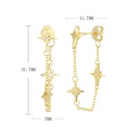 1 Pair Simple Style Star Plating Sterling Silver 18k Gold Plated Drop Earrings main image 3