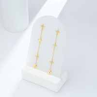 1 Pair Simple Style Star Plating Sterling Silver 18k Gold Plated Drop Earrings main image 7