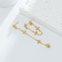 1 Pair Simple Style Star Plating Sterling Silver 18k Gold Plated Drop Earrings main image 9