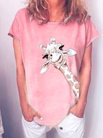Women's T-shirt Short Sleeve T-shirts Printing Casual Giraffe main image 2