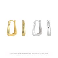 1 Pair Simple Style U Shape Plating Sterling Silver White Gold Plated Gold Plated Earrings main image 1