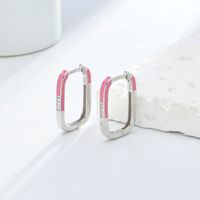 1 Pair Vintage Style U Shape Epoxy Sterling Silver Gem Hoop Earrings main image 3