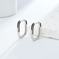 1 Pair Vintage Style U Shape Epoxy Sterling Silver Gem Hoop Earrings main image 6