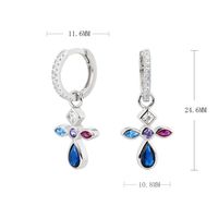 1 Pair Elegant Glam Cross Inlay Sterling Silver Zircon Drop Earrings main image 5