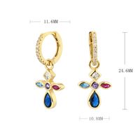 1 Pair Elegant Glam Cross Inlay Sterling Silver Zircon Drop Earrings main image 6
