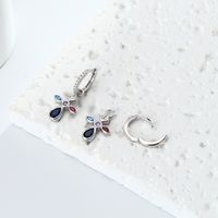 1 Pair Elegant Glam Cross Inlay Sterling Silver Zircon Drop Earrings main image 10
