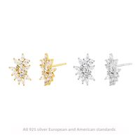 1 Pair Simple Style Flower Inlay Sterling Silver Zircon Ear Studs main image 4