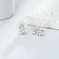 1 Pair Simple Style Flower Inlay Sterling Silver Zircon Ear Studs main image 2