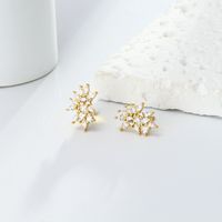 1 Pair Simple Style Flower Inlay Sterling Silver Zircon Ear Studs main image 3
