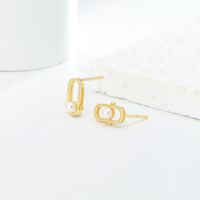 1 Pair Simple Style Solid Color Inlay Sterling Silver Pearl Ear Studs main image 8