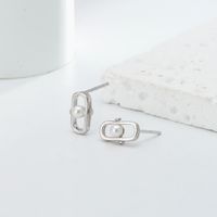 1 Pair Simple Style Solid Color Inlay Sterling Silver Pearl Ear Studs main image 7