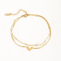 Luxurious Sexy Round Heart Shape 304 Stainless Steel Plating 18K Gold Plated Women's Anklet sku image 3