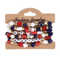 Wholesale Jewelry Simple Style Classic Style American Flag Artificial Crystal Alloy Soft Clay Beaded Bracelets sku image 6