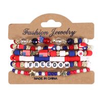 Wholesale Jewelry Simple Style Classic Style American Flag Artificial Crystal Alloy Soft Clay Beaded Bracelets sku image 4