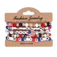 Wholesale Jewelry Simple Style Classic Style American Flag Artificial Crystal Alloy Soft Clay Beaded Bracelets sku image 3
