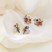 1 Pair Fashion Flower Alloy Enamel Women's Ear Studs sku image 16