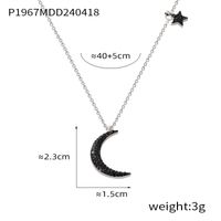 304 Stainless Steel 18K Gold Plated Rose Gold Plated Elegant Simple Style Classic Style Plating Inlay Pentagram Star Moon Rhinestones Pendant Necklace sku image 2