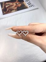 Wholesale Elegant Heart Shape Sterling Silver Plating Inlay Moissanite Ear Studs main image 1
