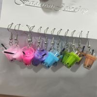 6 Pieces Cartoon Style Cute Color Block Resin Drop Earrings sku image 1