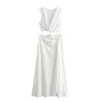 Women's Regular Dress Streetwear V Neck Sleeveless Solid Color Midi Dress Holiday Date Bar main image 6