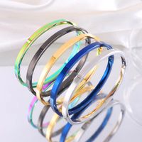 Simple Style Solid Color 304 Stainless Steel 18K Gold Plated Bangle In Bulk main image 5