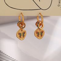 1 Pair Elegant Butterfly Enamel Copper Drop Earrings sku image 1
