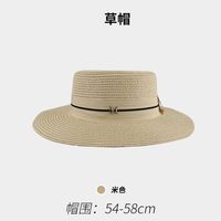 Women's Vacation Color Block Flat Eaves Straw Hat sku image 3