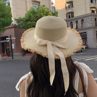 امرأة عطلة كتلة اللون طنف مسطح قبعة من القش sku image 8
