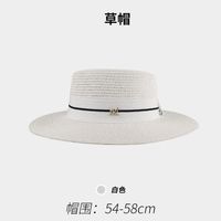 Women's Vacation Color Block Flat Eaves Straw Hat sku image 7