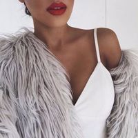 Women's Fashion Solid Color Zipper Coat Faux Fur Coat main image 5