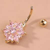 1 Piece Belly Rings Sexy Flower 304 Stainless Steel Copper Diamond Rhinestones main image 10