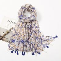 Women's Sweet Flower Cotton And Linen Tassel Silk Scarves sku image 5
