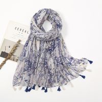 Women's Sweet Flower Cotton And Linen Tassel Silk Scarves sku image 6