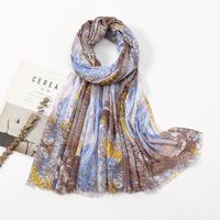 Women's Sweet Flower Cotton And Linen Tassel Silk Scarves sku image 9