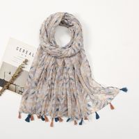 Women's Sweet Flower Cotton And Linen Tassel Silk Scarves sku image 15