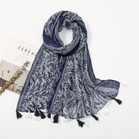 Women's Sweet Flower Cotton And Linen Tassel Silk Scarves sku image 11
