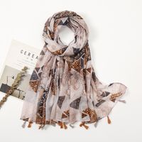 Women's Sweet Flower Cotton And Linen Tassel Silk Scarves sku image 17