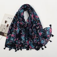 Women's Sweet Flower Cotton And Linen Tassel Silk Scarves sku image 19