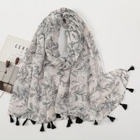 Women's Sweet Flower Cotton And Linen Tassel Silk Scarves sku image 22